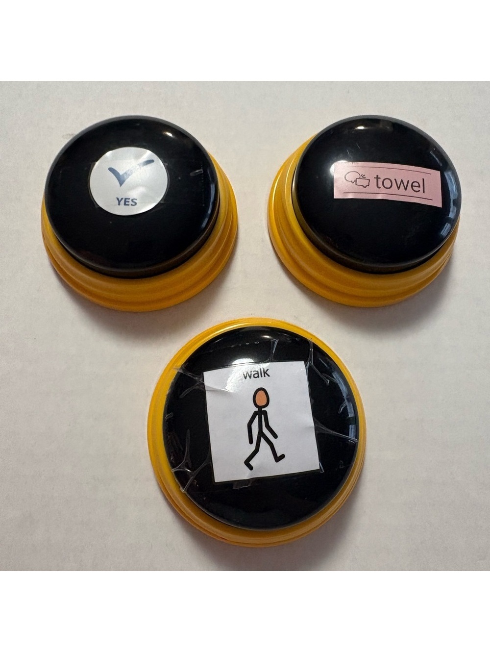 Three word talking buttons - yellow